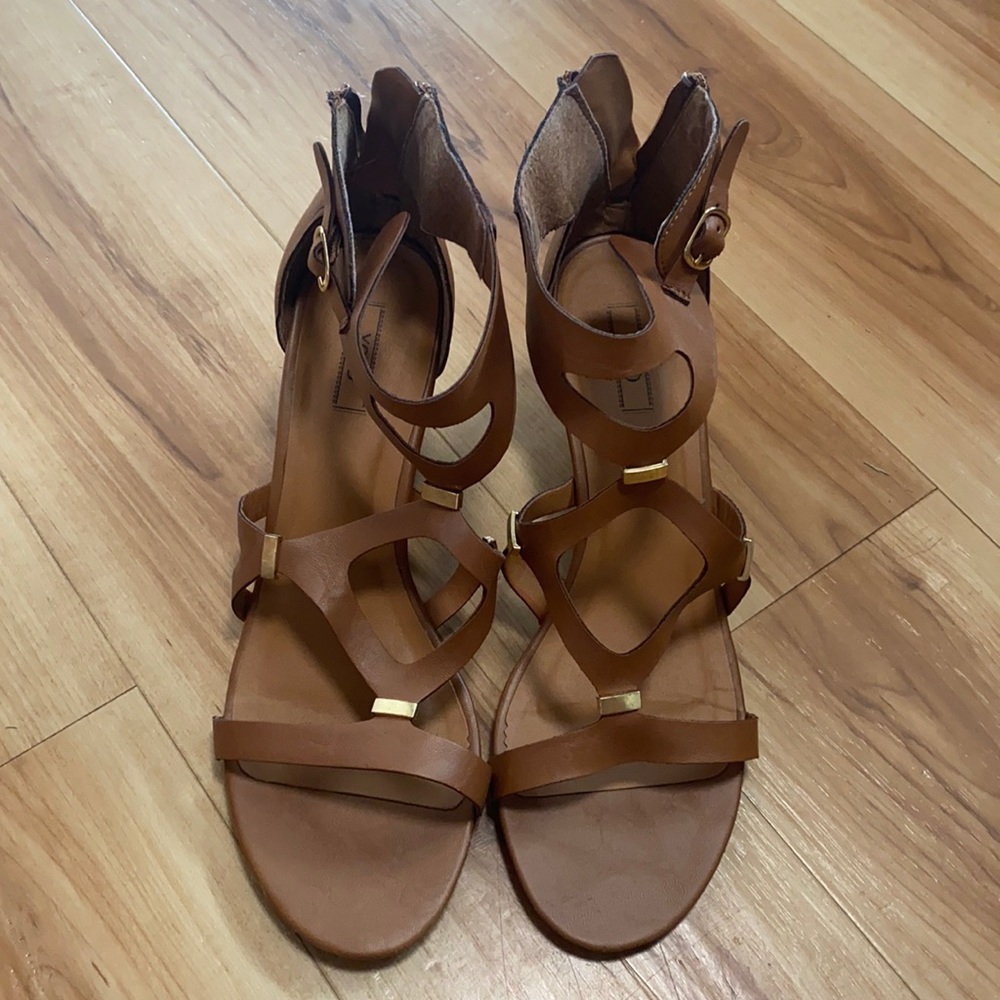 Brown wedge sandals